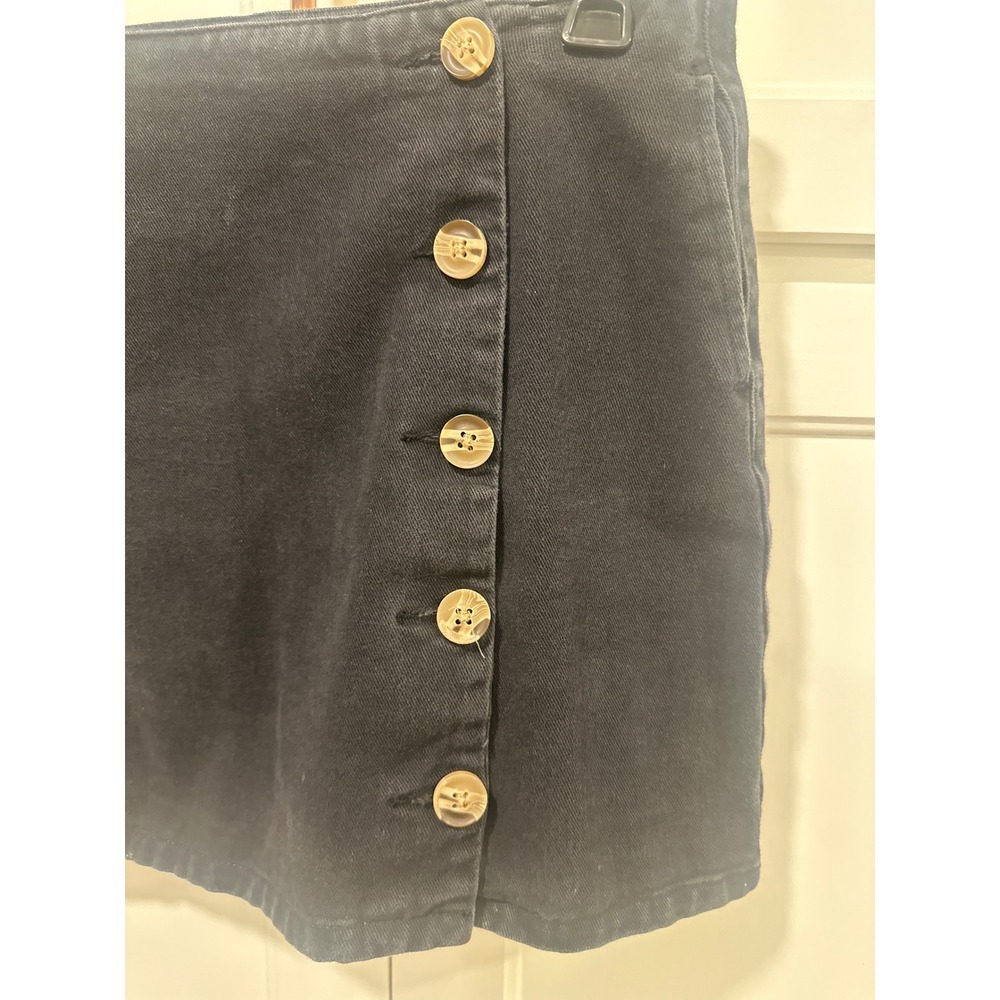 Day to Day Blu Pepper Black Denim Mini Skirt Button cottonCasual Women's Large - Picture 2 of 7